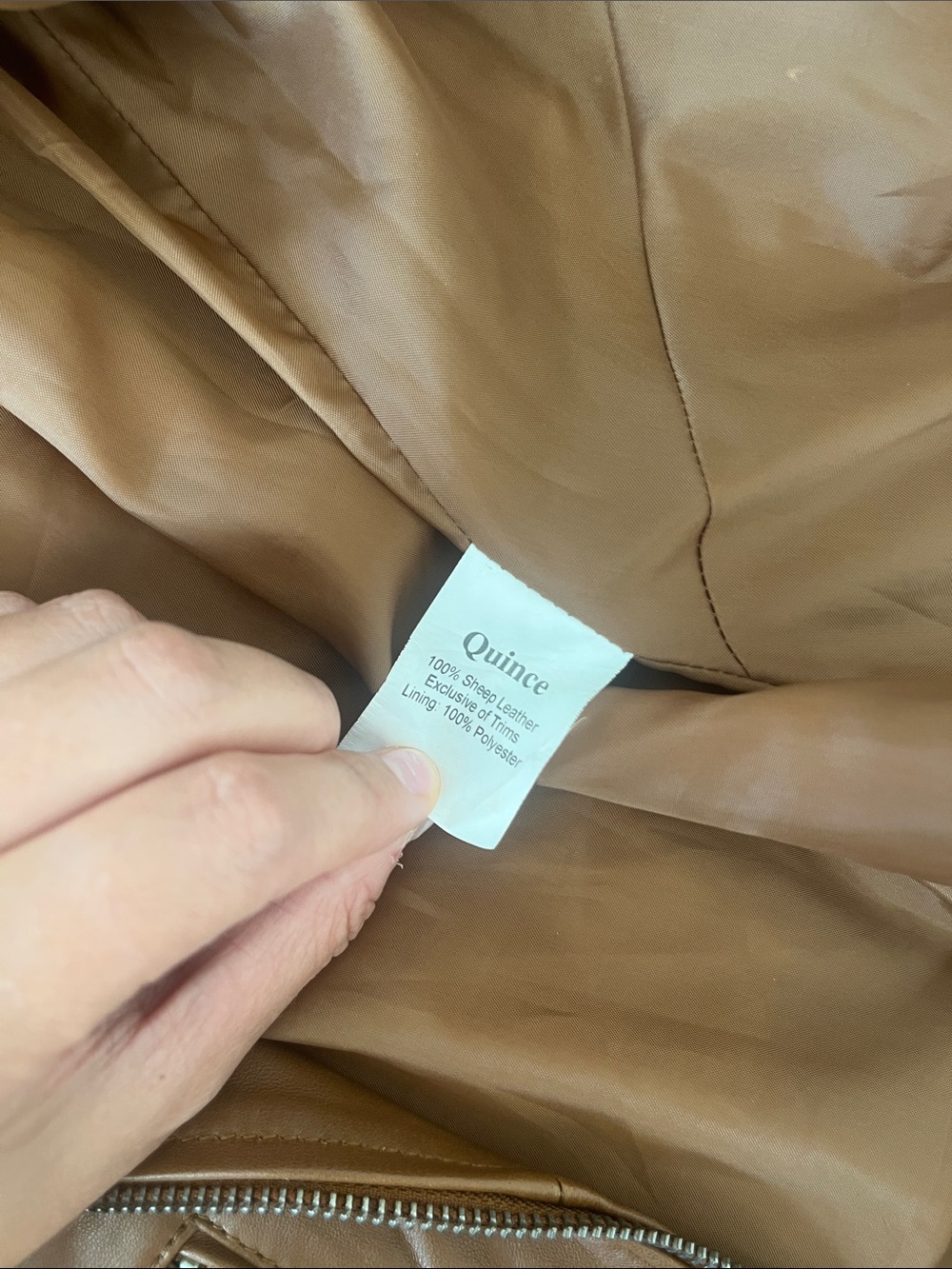Quince Tan Leather Moto Jacket with Belt - Picture 4 of 12